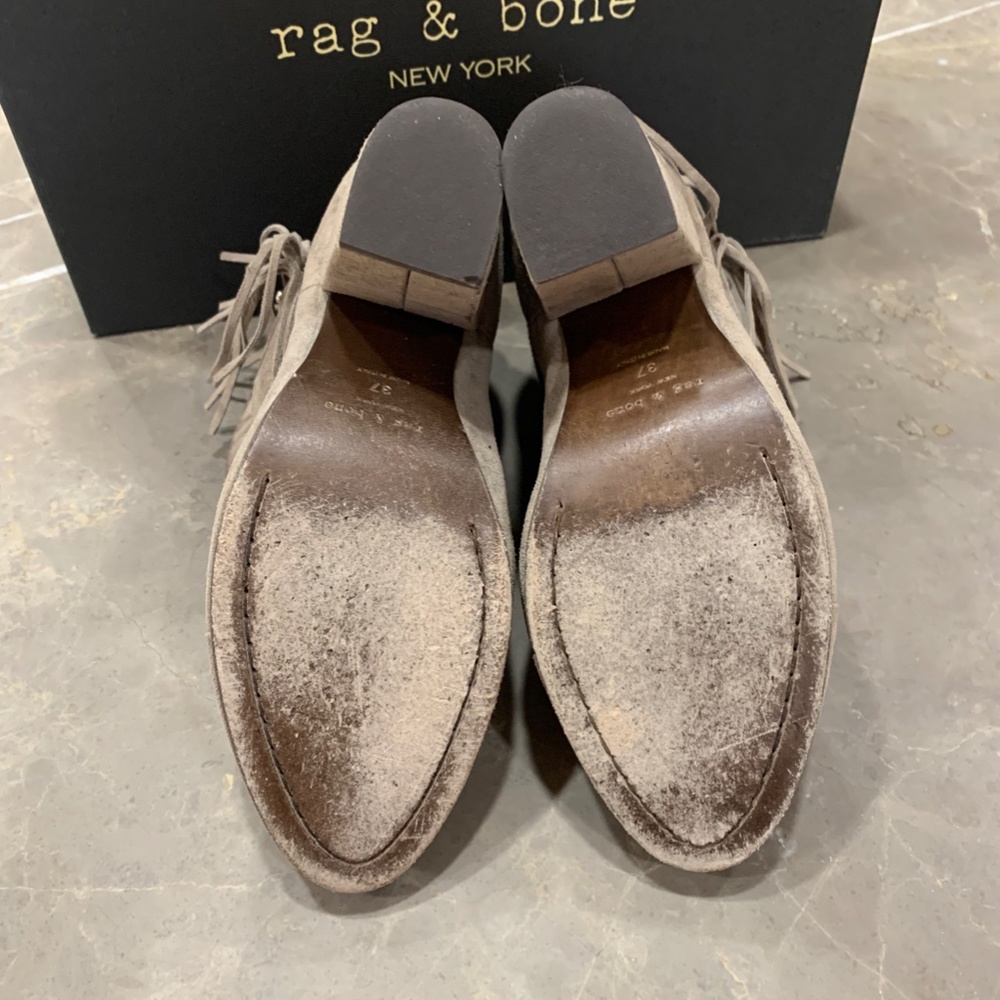 Rag & Bone Harrow Fringe Boots, Size 37, Warm Grey Suede - Picture 7 of 9